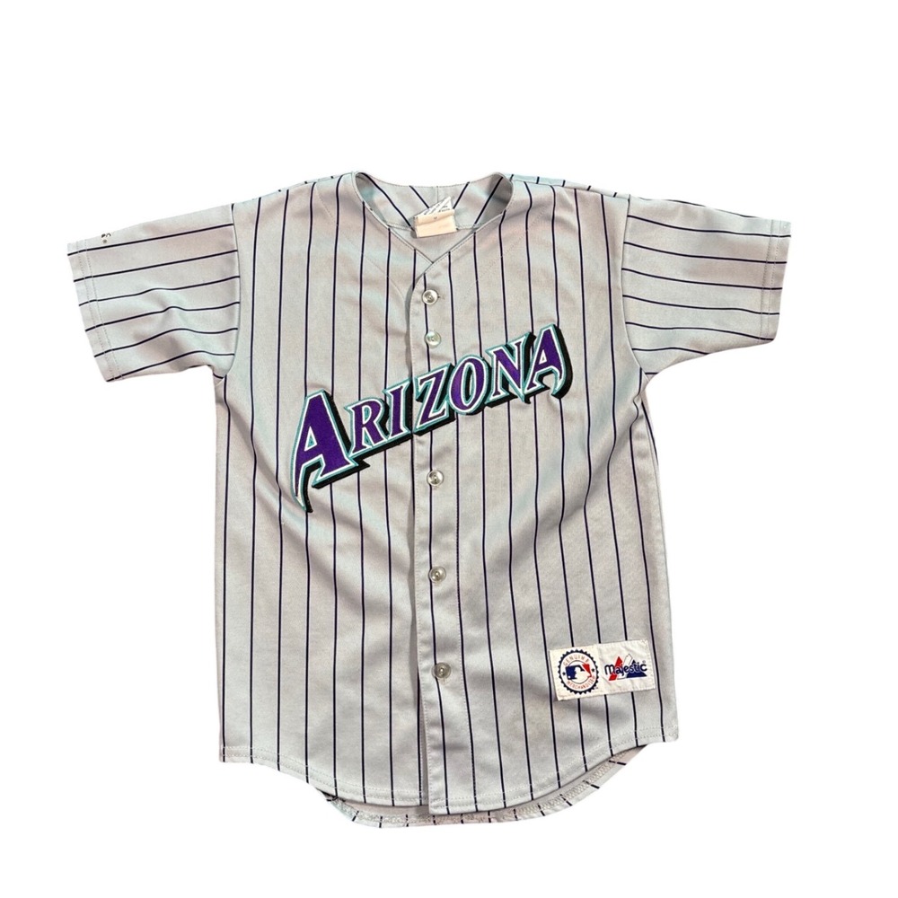 Arizona Diamondbacks MLB Pinstripe Sewn Jersey Purple Grey